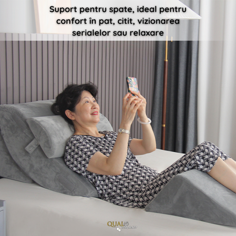 Set 4 Perne Ortopedice QUAL BRAND®, Din Spuma cu Memorie, Multpile Functionalitati, Perfecte pentru Relaxare si Lucrat din Pat, Ergonomice, Confortabile, Pentru Spate, Gat si Picioare, Gri [6]