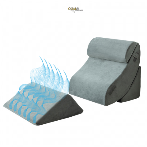 Suporturi si perne ortopedice - Set 4 Perne Ortopedice QUAL BRAND®, Din Spuma cu Memorie, Multpile Functionalitati, Perfecte pentru Relaxare si Lucrat din Pat, Ergonomice, Confortabile, Pentru Spate, Gat si Picioare, Gri