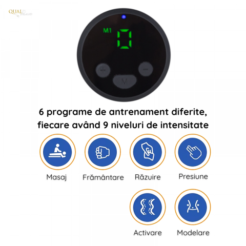Set Aparat Fitness EMS QUAL BRAND®, Pachet cu Centura Abdominala, 3 telecomenzi, 2 Benzi EMS pentru picioare/ maini, 6 Programe, 9 Trepte de Intensitate, Tonifiere si Slabire Eficienta [3]