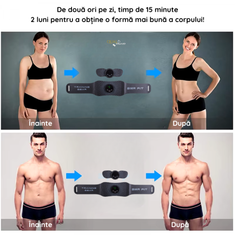 Set Aparat Fitness EMS QUAL BRAND®, Pachet cu Centura Abdominala, 3 telecomenzi, 2 Benzi EMS pentru picioare/ maini, 6 Programe, 9 Trepte de Intensitate, Tonifiere si Slabire Eficienta [1]