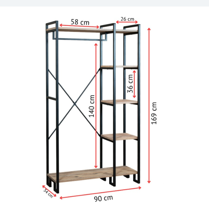Cuier pentru haine cu rafturi și suport pentru umerașe [2]