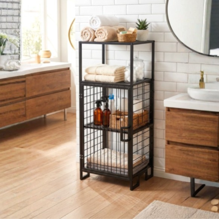 Dulap Baie Tip Raft Industrial – Organizator Modern pentru Prosoape și Accesorii, 96x41x33 cm [4]