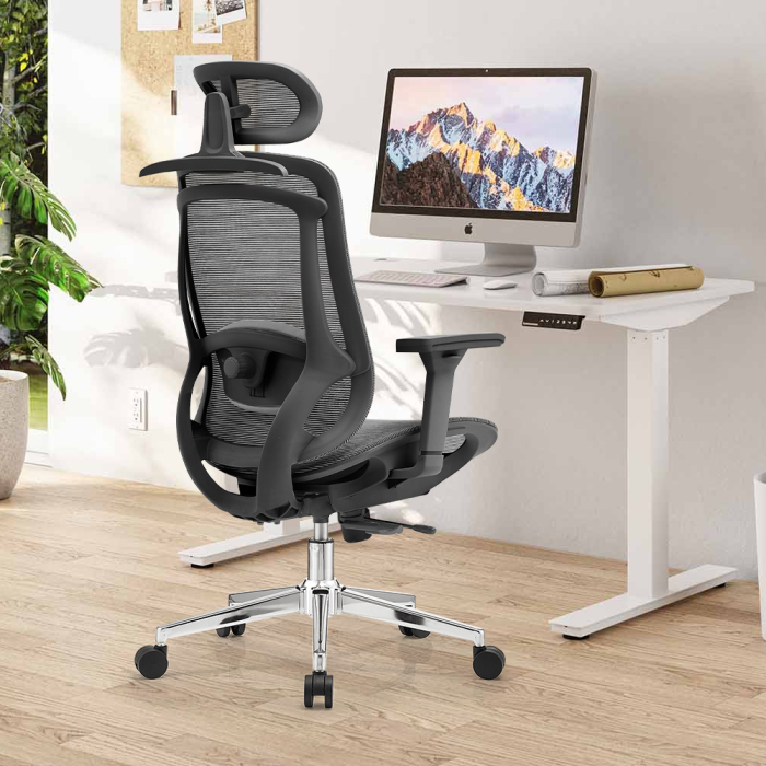 caun ergonomic de birou ErgoDynamic Icon‑H cu șezut reglabil 5 cm, suport lombar și material full mesh respirabil [8]