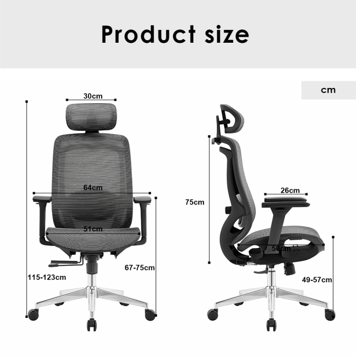 caun ergonomic de birou ErgoDynamic Icon‑H cu șezut reglabil 5 cm, suport lombar și material full mesh respirabil [5]