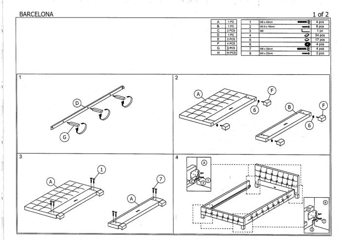 Pat gri din textil 160x200 cm Barcelona [2]