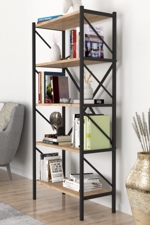 Mobilier Qubaro Practic - Bibliotecă metalică cu 5 rafturi