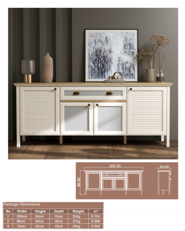 Living VERONA - COMODA VERONA- 202X82X41 CM