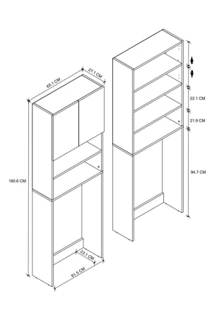Dulap din PAL pentru Mașina de Spălat, cu Uși și Rafturi de Depozitare, Alb, Economisire Spațiu [3]