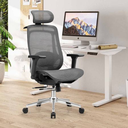 Scaune de birou ergonomice -Ergodynamic - caun ergonomic de birou ErgoDynamic Icon‑H cu șezut reglabil 5 cm, suport lombar și material full mesh respirabil