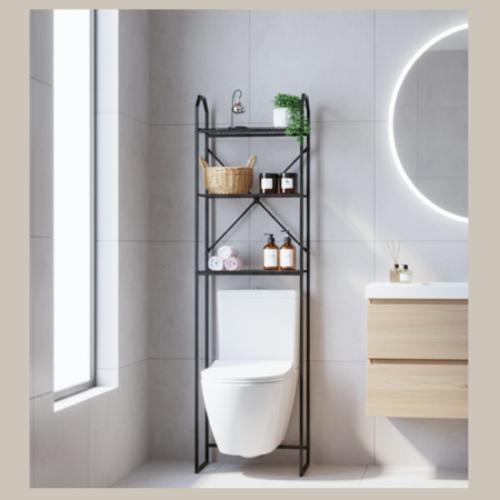 Organizator baie - organizator-wc-slim-negru-mat-loft-52cm