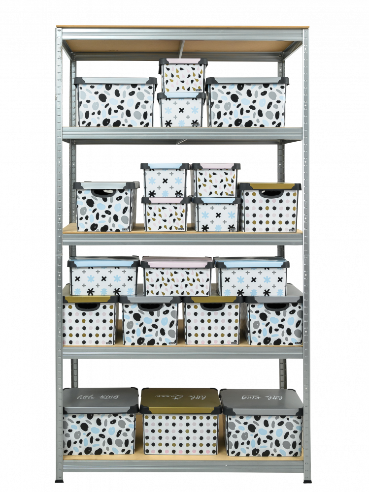 Raft metalic SmartStorage 5 polite, 180x100x50 cm, 100 kg/polita MDF, galvanizat [2]
