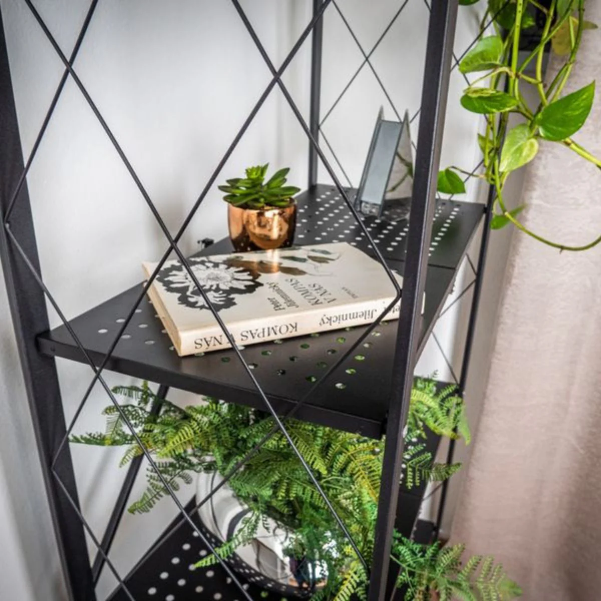 Raft metalic decorativ  SmartStorage 158x71x34cm, 5 polite metalice, 40kg/polita, negru [3]