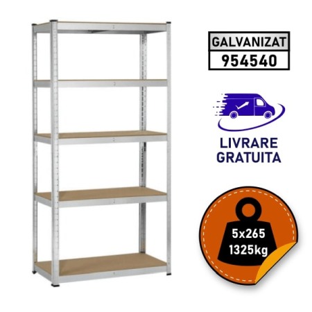 Rafturi metalice polita MDF - Raft metalic depozitare SmartStorage 5 polite, 180x90x40 cm, 250 kg/polita MDF, galvanizat
