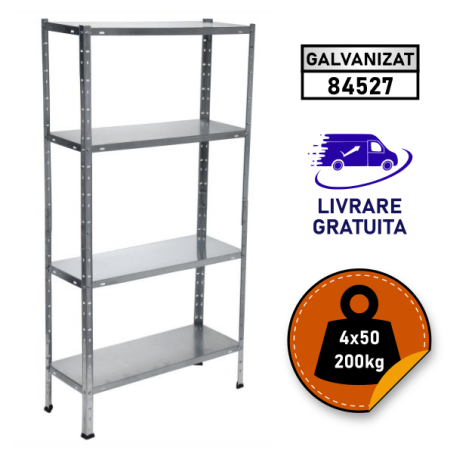 Rafturi metalice polita metal - 3 x Raft metalic, 150x75x30 cm, 4 polite, 50 kg/polita metalica, fara suruburi, galvanizat