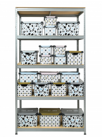 Raft metalic SmartStorage 5 polite, 180x100x50 cm, 100 kg/polita MDF, galvanizat [1]