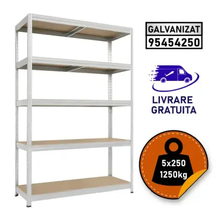Rafturi metalice polita MDF - Raft metalic depozitare SmartStorage Pro 5 polite, 180x120x40 cm, 250 kg/polita MDF, galvanizat
