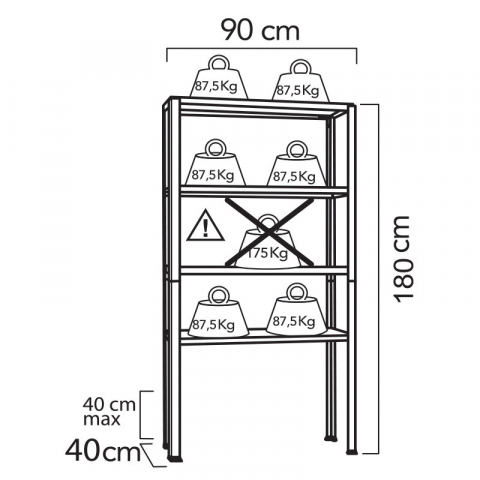 Raft metalic SmartStorage, 4 polite, 180x90x40cm, 175 kg/polita MDF , gri antracit [1]