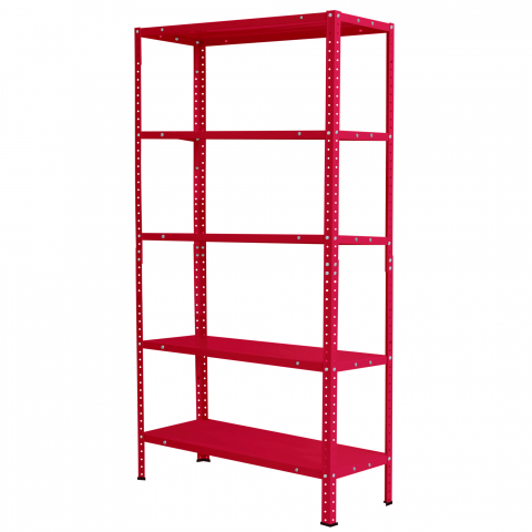Rafturi metalice polita metal - Raft metalic SmartStorage 5 polite, 188x90x30 cm,  80kg/polita metalica, rosu