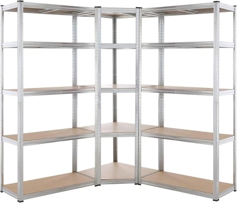 Rafturi metalice polita MDF - Set raft colt  SmartStorage 1x 180x90x90x40cm + 2x 180x120x40,  5 polite, 175 kg/polita MDF, galvanizat