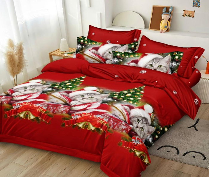 Lenjerie Din Bumbac Tip Finet 6 Piese Pentru Pat Dublu - Colectia Craciun [1]
