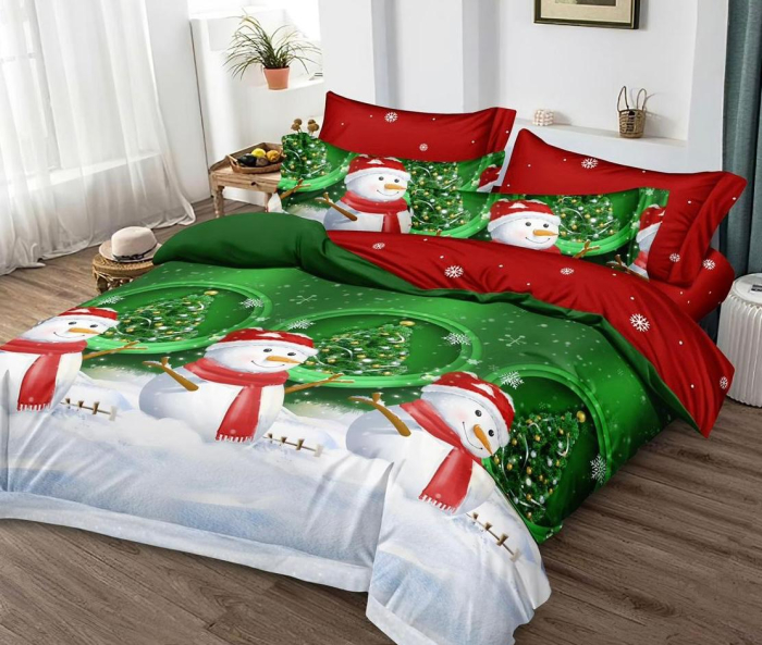 Lenjerie Din Bumbac Tip Finet 6 Piese Pentru Pat Dublu - Colectia Craciun [1]