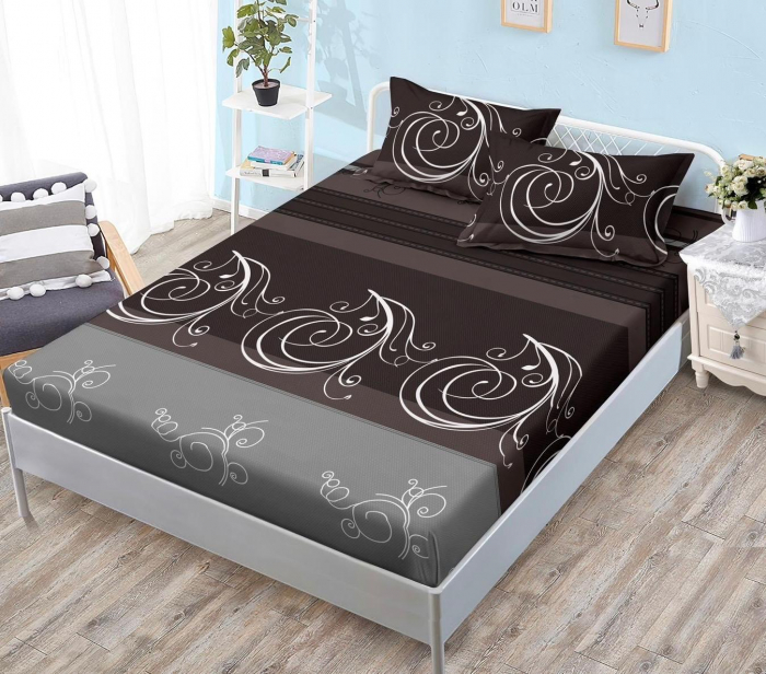 Husa de pat cu elastic din Bumbac Finet + 2 Fete de Perna - RL-HPJF-47 [1]
