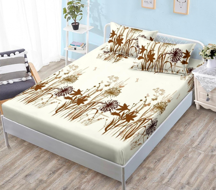 Husa de pat cu elastic din Bumbac Finet + 2 Fete de Perna - RL-HPJF-49 [1]