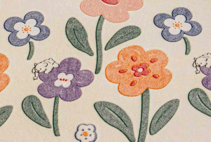 Husa de Pat Cocolino, 180x200, cu Elastic - Crem, Flori [3]