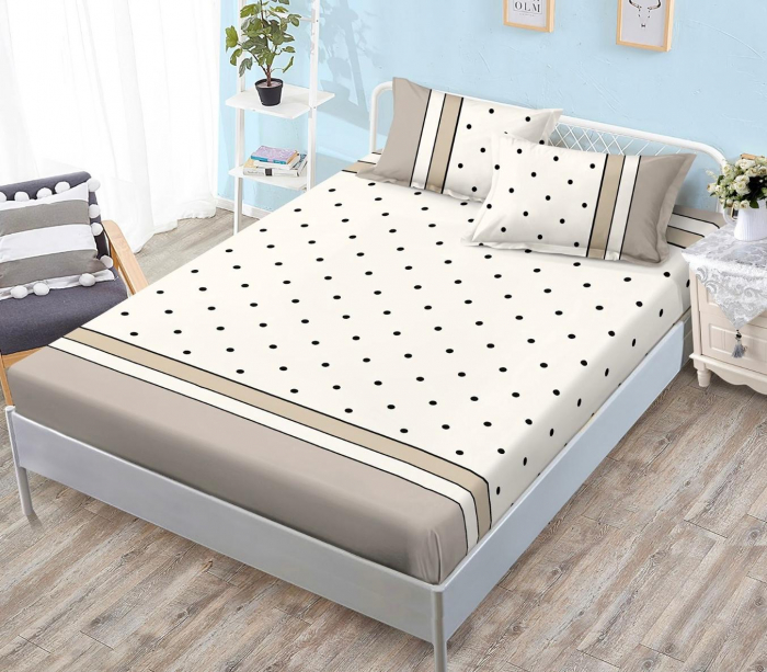 Husa de pat cu elastic din Bumbac Finet + 2 Fete de Perna [1]
