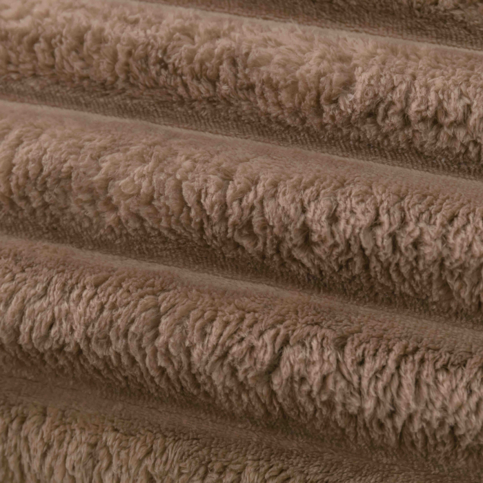 Lenjerie de Pat Cocolino cu Elastic, Pat Dublu, 4 Piese, Dungi Groase - Maro Deschis [4]