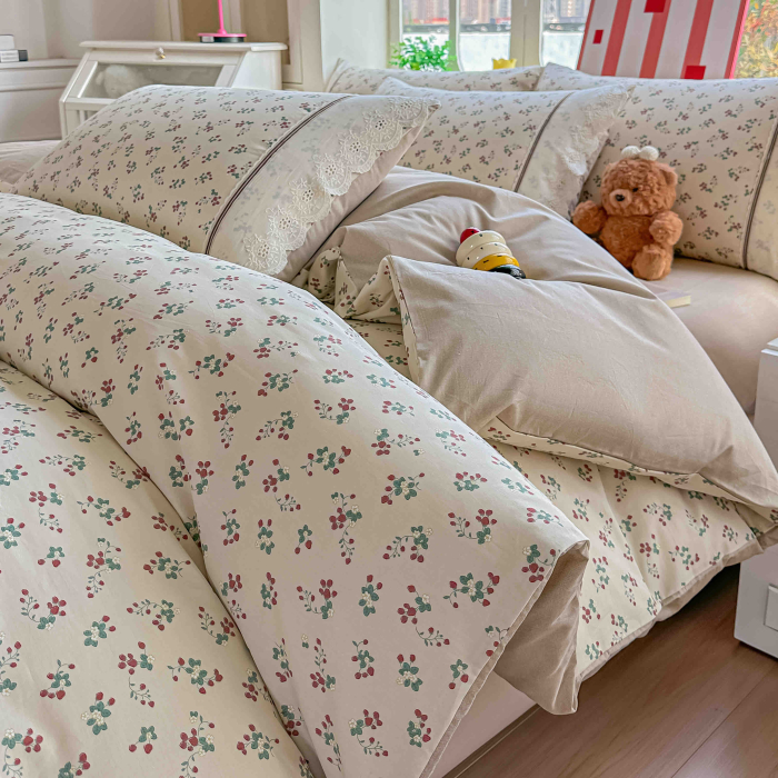 Lenjerie de pat Bumbac 100%, cu dantela, cearceaf cu elastic 180x200cm + 25cm [2]