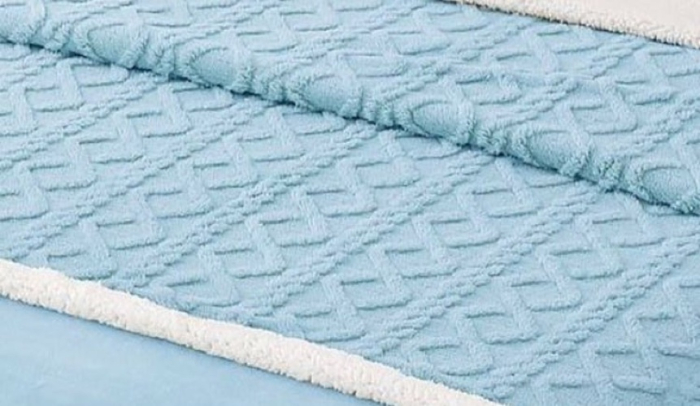 Lenjerie de Pat Cocolino cu Blanita, Pat Dublu, 4 Piese, Cearceaf cu Elastic - Bleu [3]