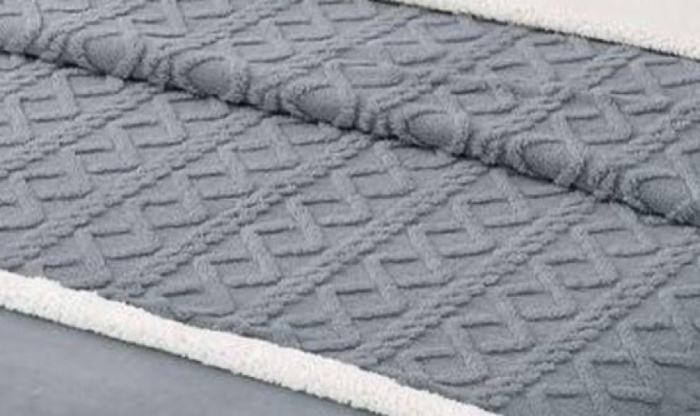 Lenjerie de Pat Cocolino cu Blanita, Pat Dublu, 4 Piese, Tricotata, cu Elastic - Gri [3]