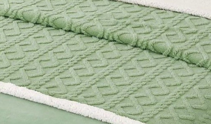 Lenjerie de Pat Cocolino cu Blanita, Pat Dublu, 4 Piese, Cearceaf cu Elastic - Verde Deschis [3]