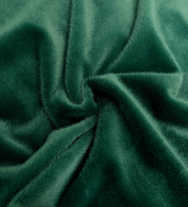 Lenjerie de pat, cu Broderie, Cocolino tip Blăniță Iepure, 2 Persoane, 6 Piese, cu ELASTIC - Verde Smarald [5]