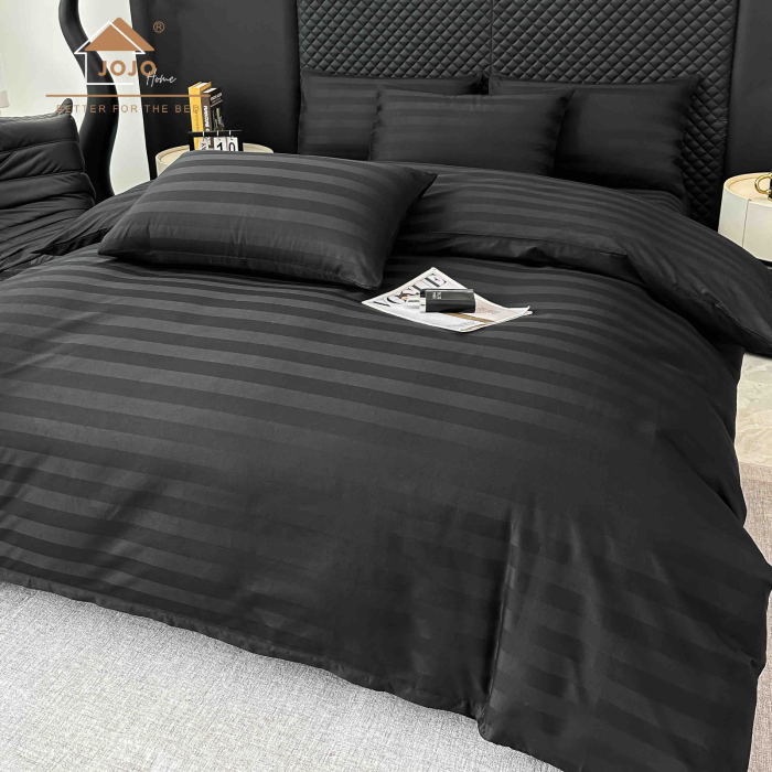 Lenjerie De Pat Damasc Bumbac 100% - 6 Piese - Negru [2]