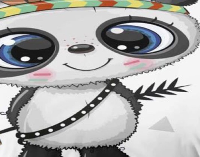 Lenjerie de Pat Bumbac Finet, Imprimeu 5D, Pat Dublu, 6 Piese - Alb, Panda [3]