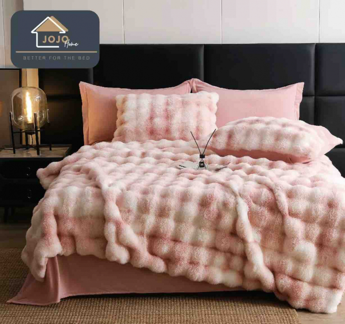 Lenjerie De Pat Pufoasa Rabbit Luxury Edition, 6 Piese, Roz Multicolor, RL-LCI-3 [1]