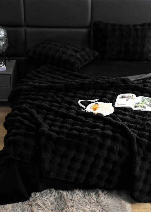 Lenjerie De Pat Pufoasa Rabbit Luxury Edition, 6 Piese, Negru, RL-LCI-11 [9]