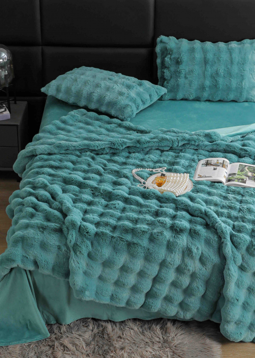Lenjerie De Pat Pufoasa Rabbit Luxury Edition, 6 Piese, Turcoaz, RL-LCI-10 [2]