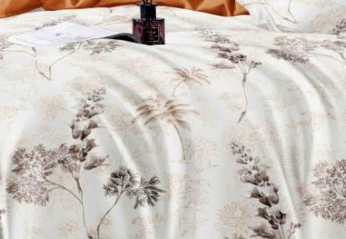 Lenjerie de Pat Bumbac Finet, Pat Dublu, 6 Piese - Crem, Ramuri [3]