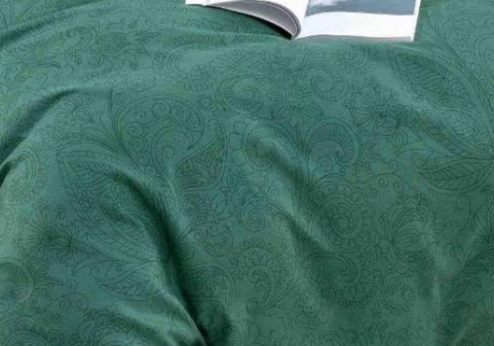 Lenjerie de Pat Bumbac Finet, Pat Dublu, 6 Piese - Verde Inchis [3]