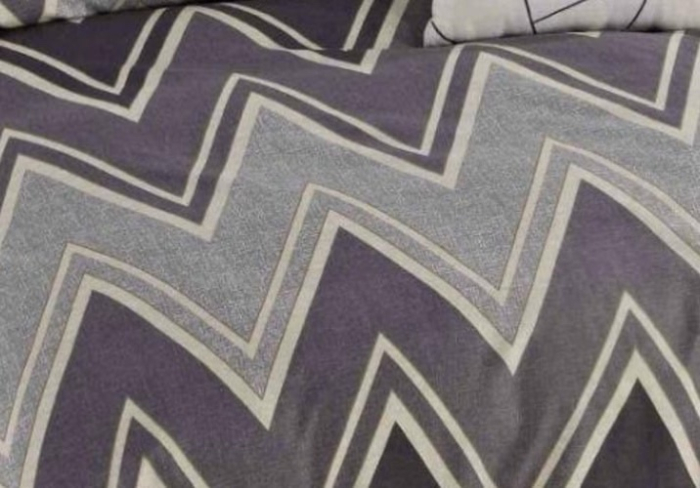 Lenjerie de Pat Bumbac Finet, Pat Dublu, 6 Piese - Gri, Zigzag [3]