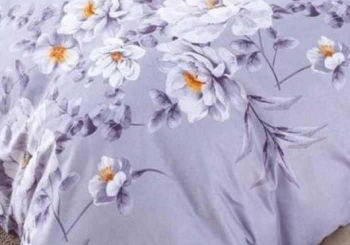 Lenjerie de Pat Bumbac Finet, Pat Dublu, 6 Piese, Cearceaf cu Elastic - Lila, Flori [3]