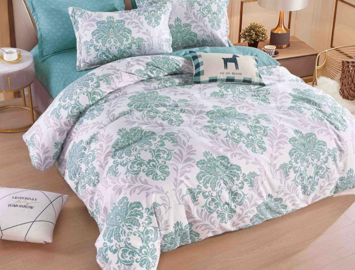 Lenjerie de Pat Bumbac Finet, Pat Dublu, 6 Piese, Cearceaf cu Elastic - Roz, Papadie [2]