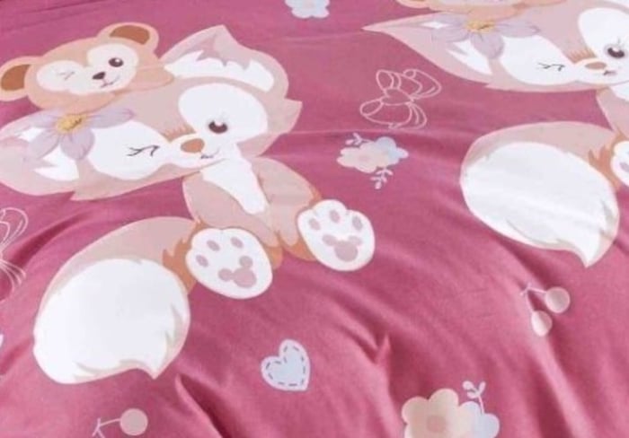 Lenjerie de Pat Bumbac Finet, Pat Dublu, 6 Piese, Cearceaf cu Elastic - Roz, Iepurasi [3]