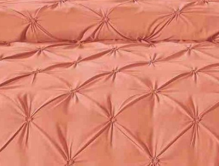 Lenjerie de Pat Bumbac Finet, Pat Dublu, 6 Piese, Cearceaf cu Elastic, cu Pliuri - Piersica [3]