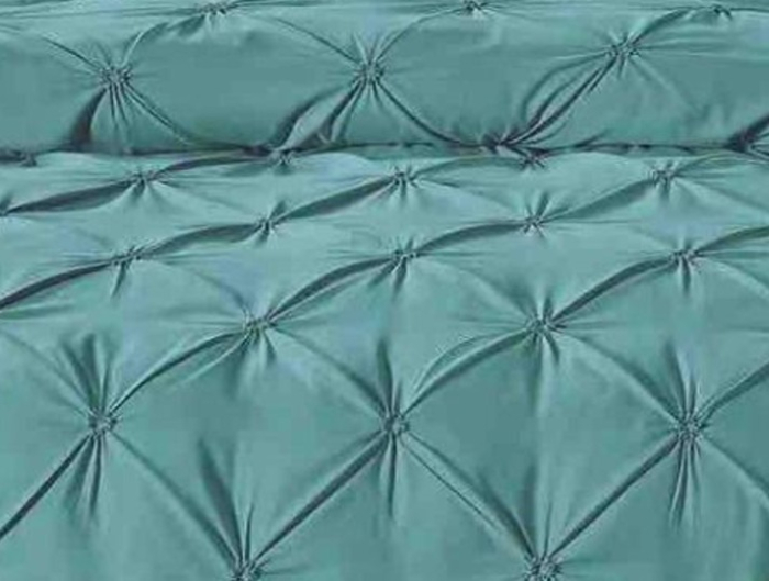 Lenjerie de Pat Bumbac Finet, Pat Dublu, 6 Piese, Cearceaf cu Elastic, cu Pliuri - Verde Petrol [3]