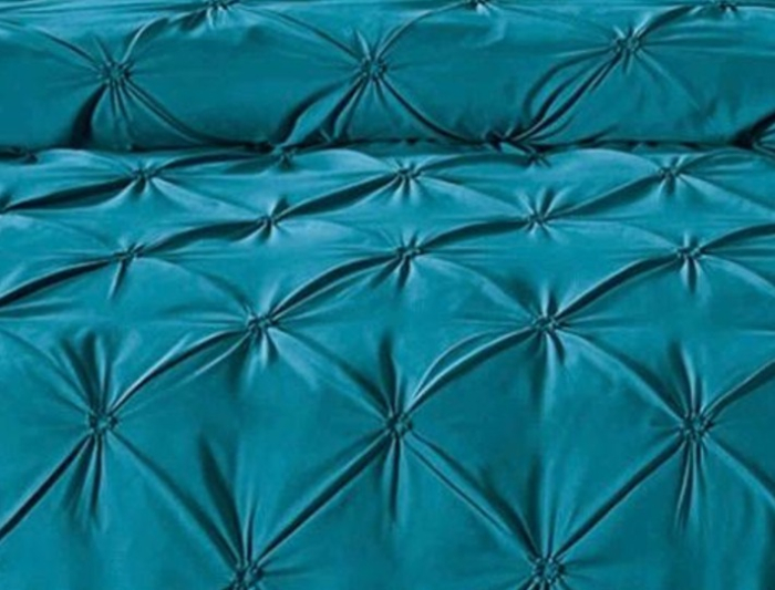 Lenjerie de Pat Bumbac Finet, Pat Dublu, 6 Piese, Cearceaf cu Elastic, cu Pliuri - Turcoaz [3]