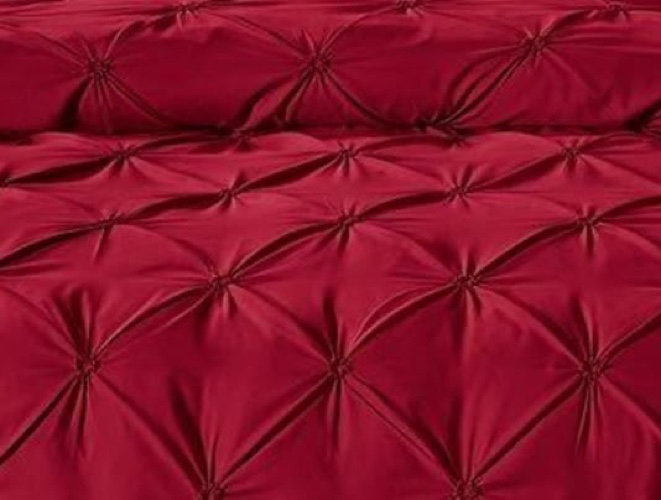 Lenjerie de Pat Bumbac Finet, Pat Dublu, 6 Piese, Cearceaf cu Elastic, cu Pliuri - Grena [3]
